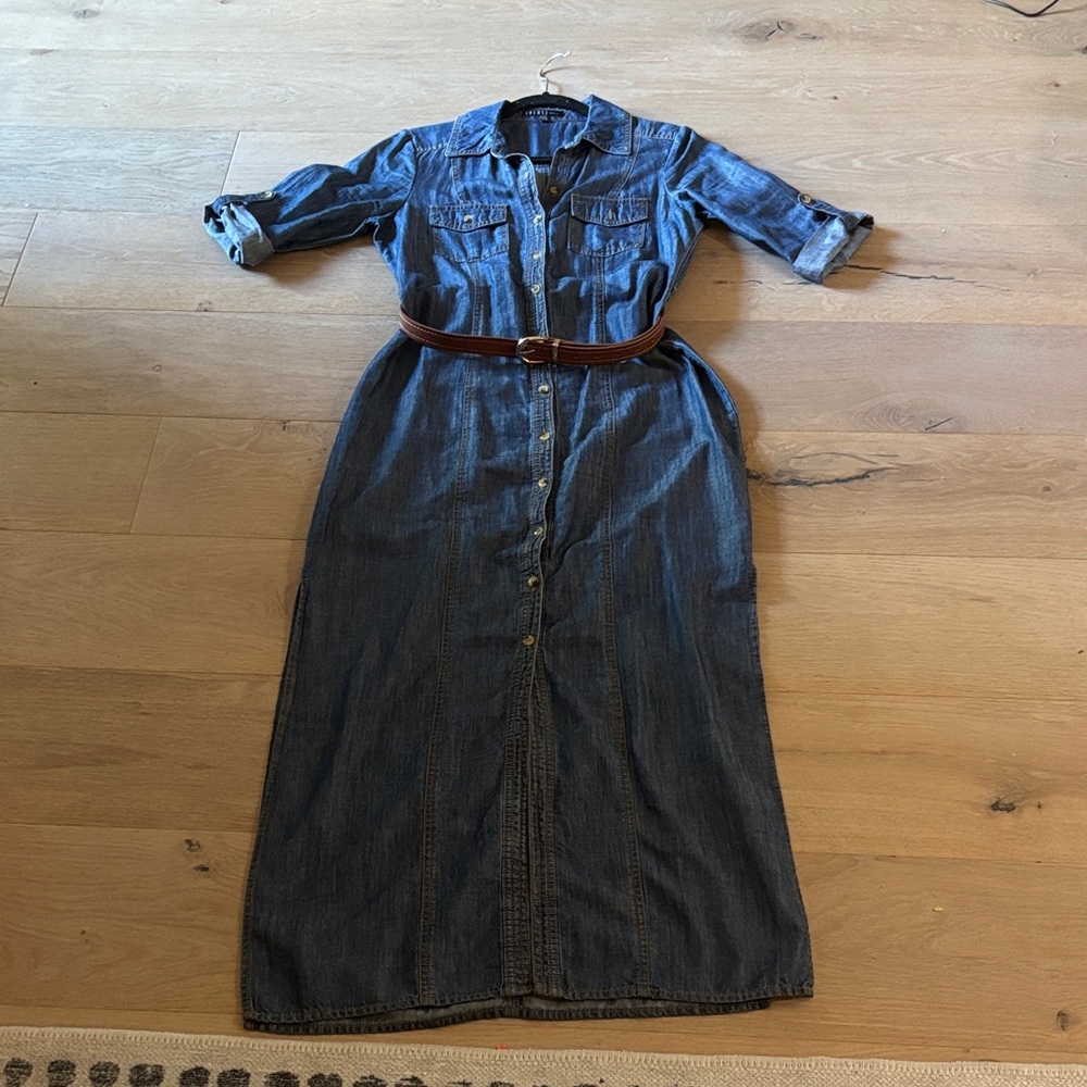 Spense petite Mid Sleeve Denim Dress